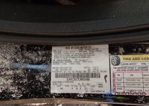 2012 Lincoln Mkz z USA, uszkodzony, nr VIN 3LNHL2GC7CR803488